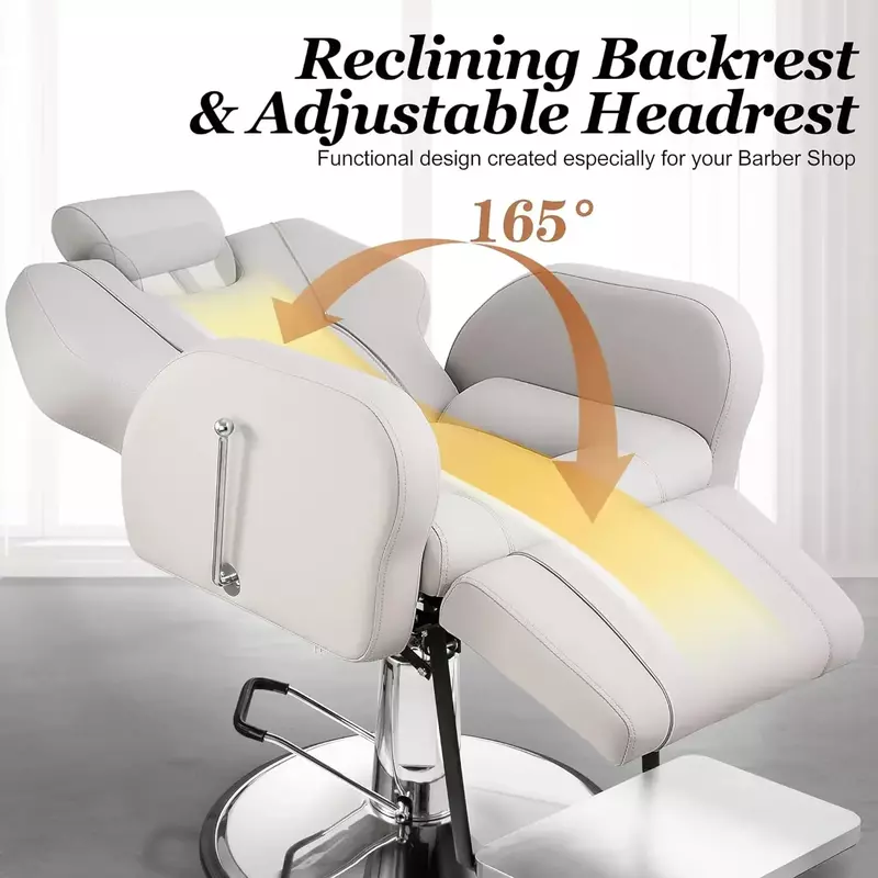 Chaise de barbier inclinable pour coiffeur, chaise de salon de coiffure, chaise de salon de coiffure polyvalente avec cadre en acier résistant