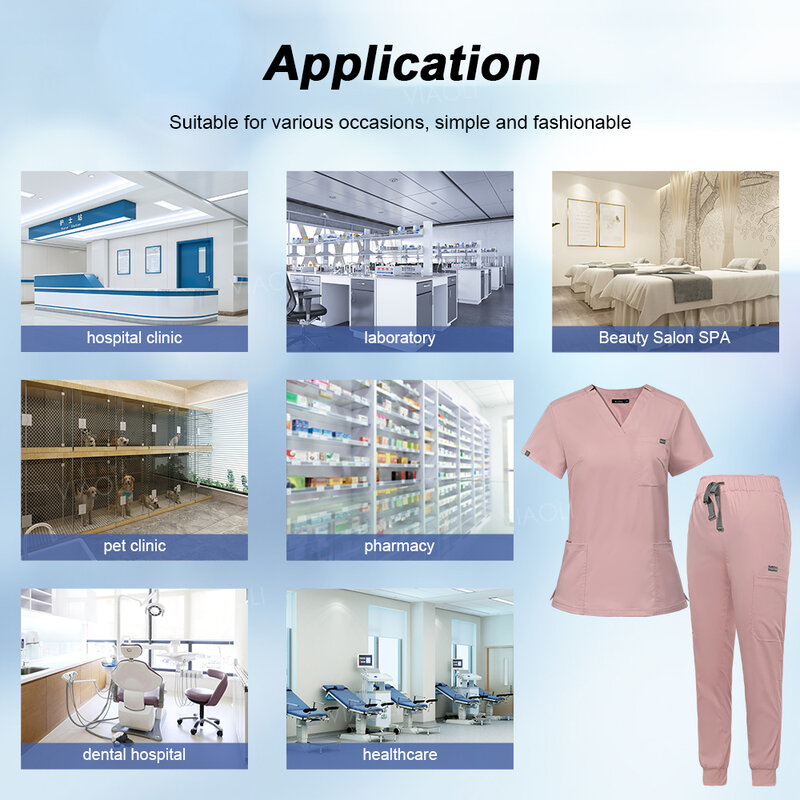 Uniforme de enfermería Multicolor para mujer, conjunto de ropa de trabajo de manga corta, Tops y pantalones, tienda de mascotas, médico, cirugía
