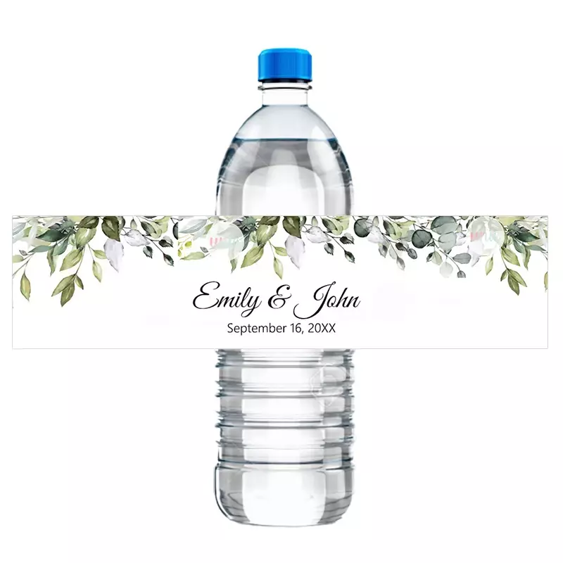 Etiquetas personalizadas para botellas, decoración de hojas, nombre personalizado, texto, cumpleaños, bautismo, boda, Bar, Mitzvah, 30 unidades