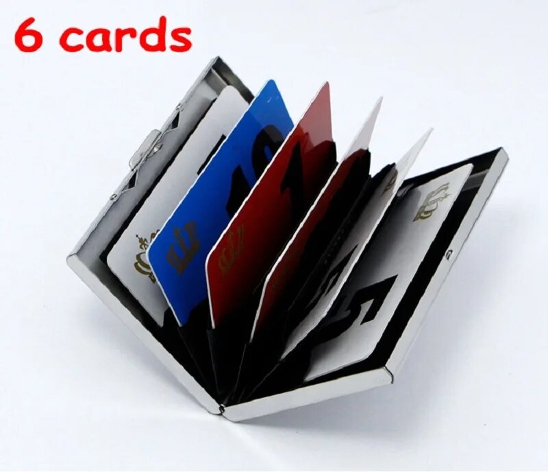 กล่องใส่นามบัตรสแตนเลสใหม่, ที่ใส่บัตรประจำตัวบัตรเครดิตป้องกันการสแกนบัตรเครดิต RFID สำหรับบัตร6ใบ8ใบ10ใบ