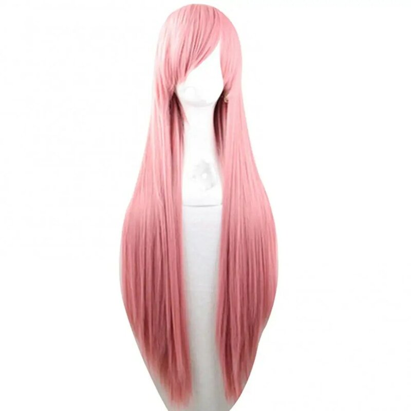 Peruca de cabelo sintética reta longa para meninas e mulheres, perucas cosplay, extensão do cabelo, franja oblíqua, perucas completas, 70cm