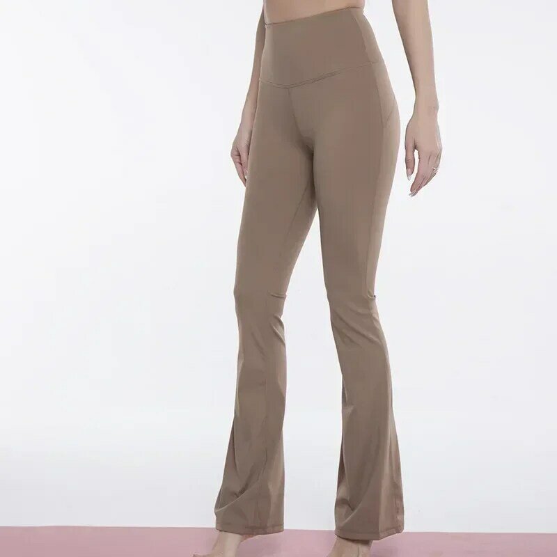 Celana melebar Yoga, celana Yoga pinggang tinggi longgar untuk wanita kebugaran nilon peregangan tinggi olahraga luar ruangan