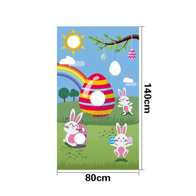 Easter Toss Game Flag Easter Day Rabbit Toss Flag Bunny Themed Banner Bean Bag Toss Banner Carnival Kid Toys
