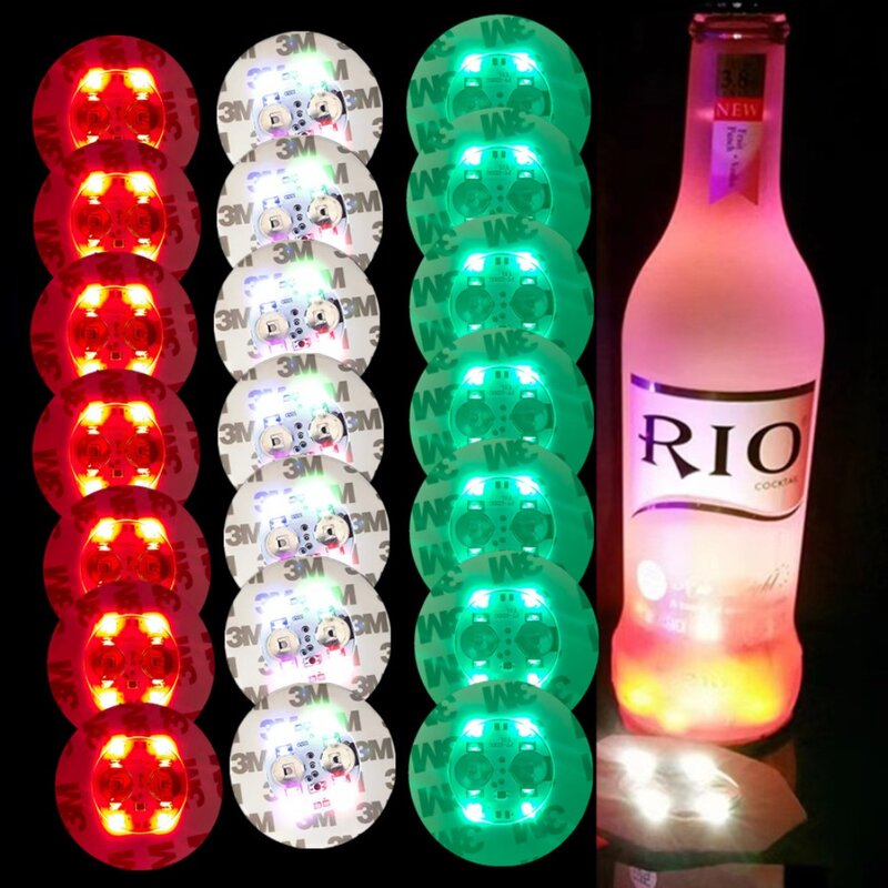 Posavasos LED de 40 piezas, pegatinas luminosas para botella, bebida de licor, alfombrilla para taza, Club, Bar, fiesta, coche, boda, decoración de florero