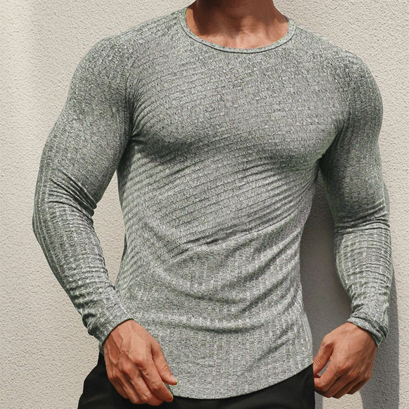 Moda uomo Casual ad asciugatura rapida sport camicia a fondo stretto Fitness allenamento a righe t-Shirt a maniche lunghe coppia Yoga top