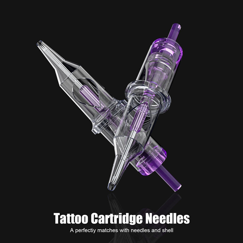 Aguja de tatuaje de cartucho púrpura de agujero de gusano, desechable, esterilizada, seguridad, maquillaje permanente, aguja de tatuaje, RM, 2 cajas