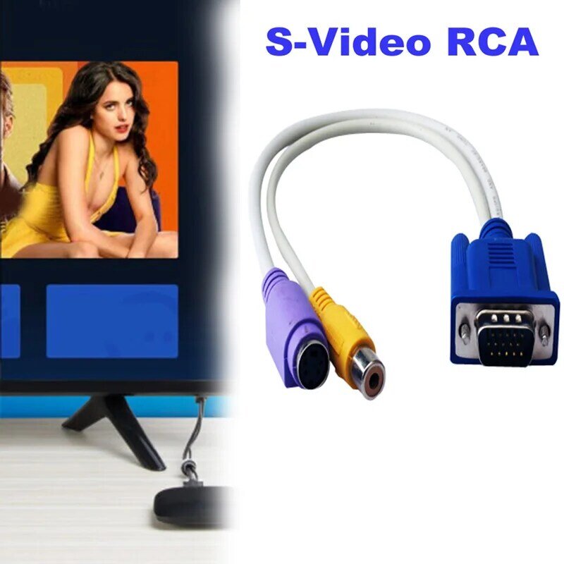 كابل VGA إلى S-Video/RCA محول كابل VGA إلى تلفزيون الفيديو/S-Video كابل محول هذا الكابل لا يضيف وظائف التلفزيون خارج