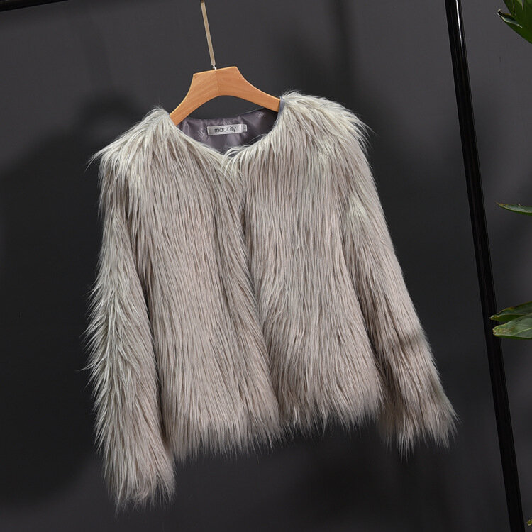 [special]Fur imitation fur Korean version washed wool women's short jacket