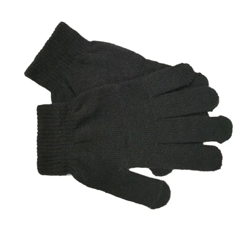 Sarung tangan anak Anti beku, sarung tangan anak kain rajut hangat Anti dingin jari penuh hitam untuk anak-anak O3P8 musim dingin