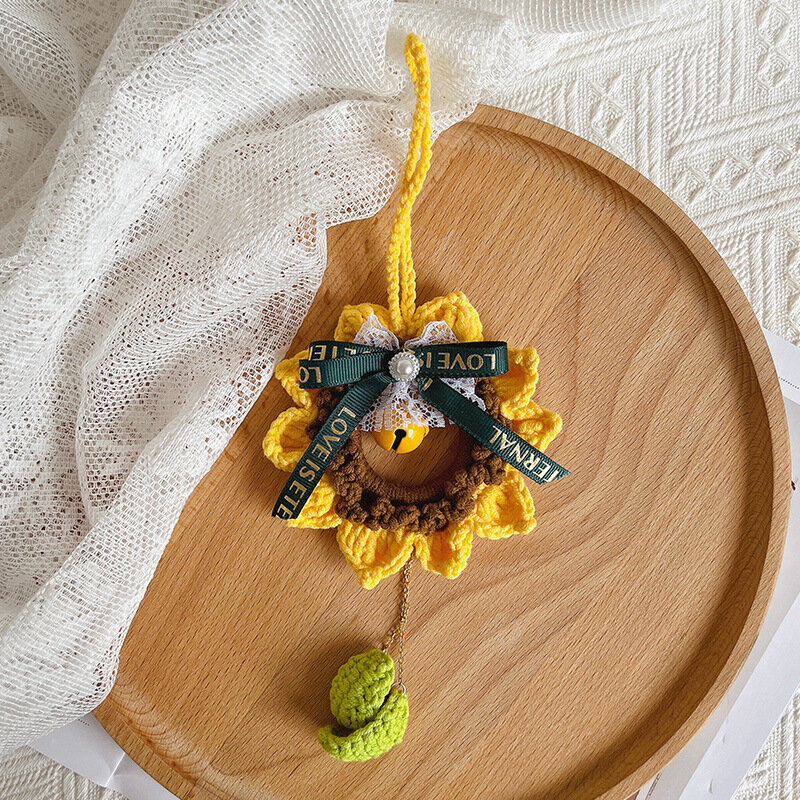 Creative Sunflower Knitting Car Pendant/Delicate Girl's Interior Rearview Mirror Pendant
