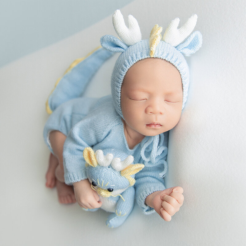Pakaian fotografi bayi naga biru muda, properti foto bantal bunga matahari Infiant, untuk Aksesori Pose pengambilan gambar Studio baru lahir