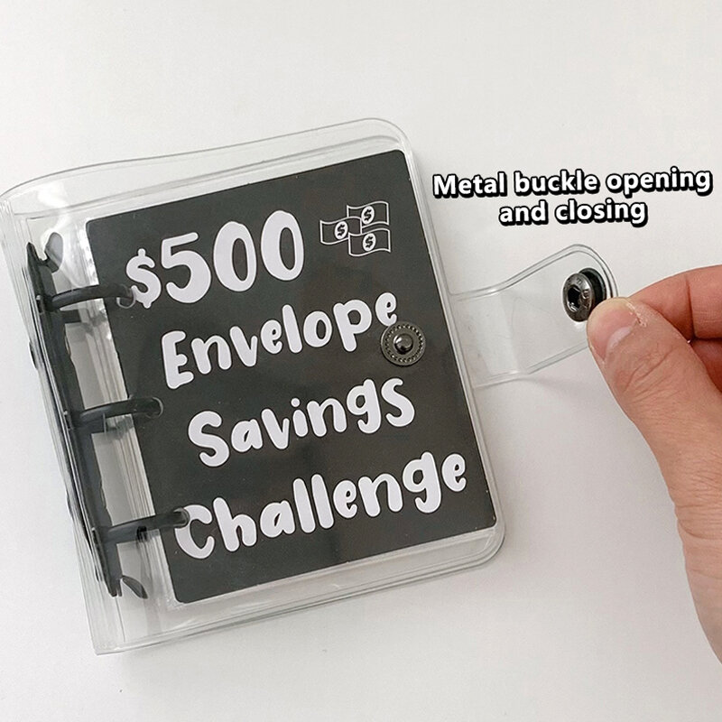 Loose-Leaf Notebook Envelope Dinheiro Saving Challenge, Pasta de dinheiro, Livro de armazenamento Orçamento, Envelope, Bolso