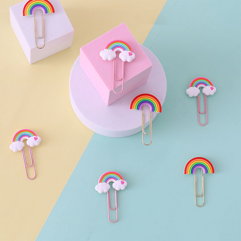 20 pezzi fermacarte arcobaleno graffette divertente novità File colorato unico a forma creativa organizzazione Pvc piccolo ufficio