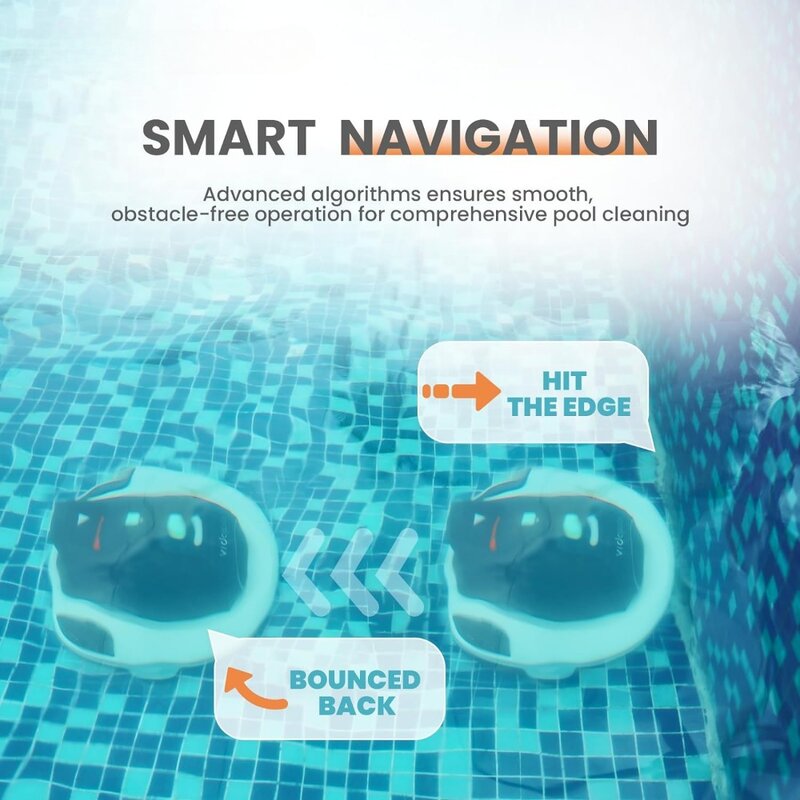 مكنسة كهربائية آلية لاسلكية للحمام السباحة ، تنظيف حمام سباحة تلقائي محمول مع مؤشر LED للمسابح