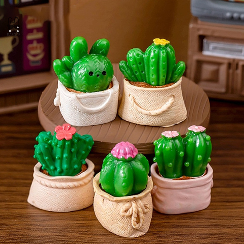 1pc Miniatur Kaktus Ornament Puppenhaus Kaninchen saftige Topfpflanzen Mikro Landschaft Dekoration Puppenhaus Miniatur Spielzeug
