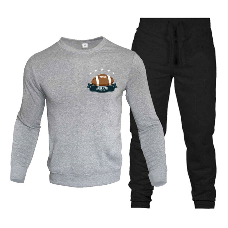 Chándal de Rugby para hombre, conjunto deportivo informal, camiseta de manga larga y pantalones, ropa deportiva de Color sólido, primavera y otoño, 2 piezas