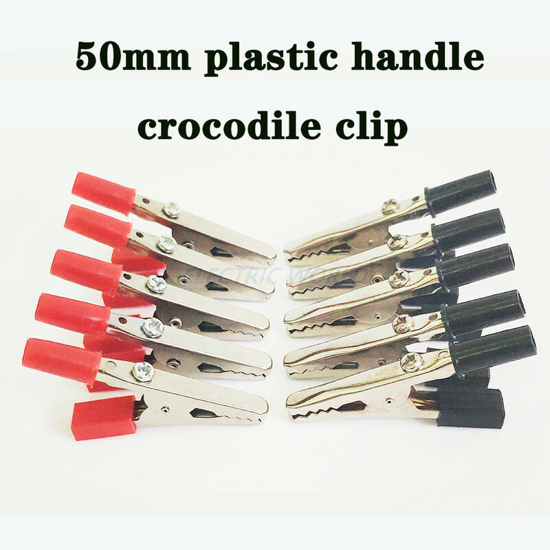 Crocodile clips elétricos 28mm 35mm Braçadeira Elétrica para Teste Probe Meter Preto e Vermelho com Plástico Bota Metal Jacaré Clipe