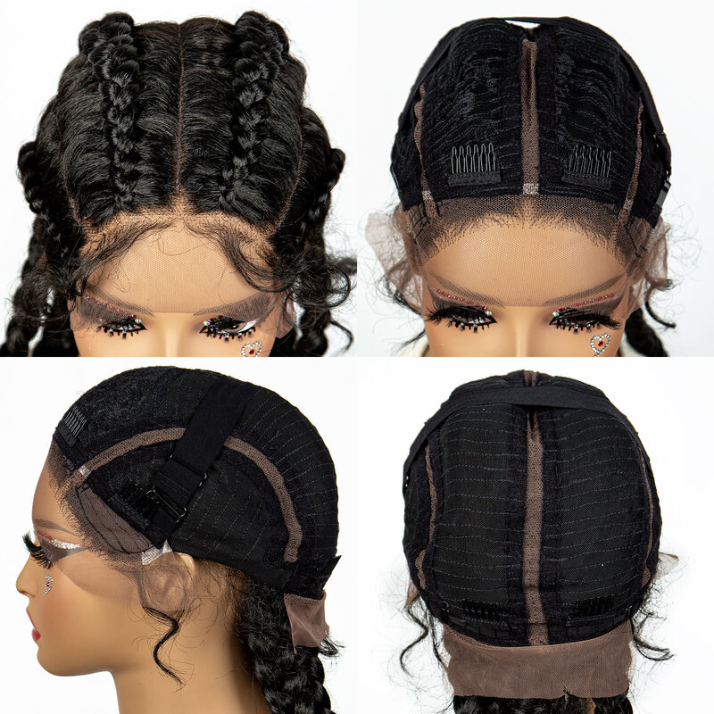 36 Inches Synthetic Cornrow Braided Wigs for Black Women with Baby Hair Lace Frontal Box Braids Wig  Afro Hair Braids Wig