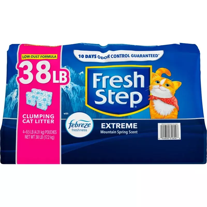 Fresh Step Extreme Scented Clumping Cat Litter with Febreze, Mountain Spring, 38 lbs