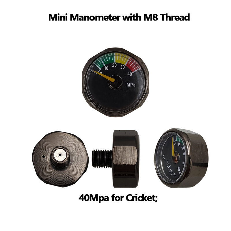 Airsoft-Mini manómetro Micro M8 para Grillo, 30Mpa/40Mpa, medidor de aire de presión de Dial de 0-6000PSI, manómetro de alta presión de 25mm de diámetro