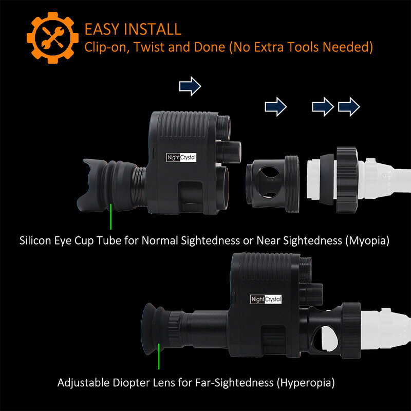 Megaorei 3 Hd Digitale Jacht Nachtzicht Scope Monoculaire Clip On Attachment Camera Met Ingebouwde 850nm Infrarood Ir lantaarn