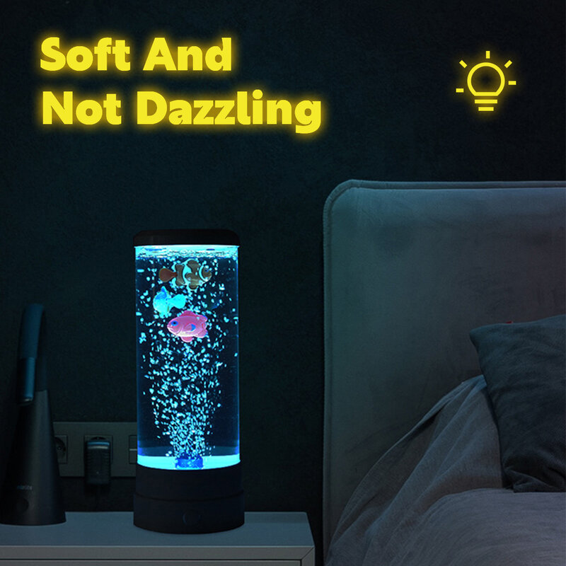 Multicolor Mudança LED Aquarium Night Light Kit, Simulando Fish Bulb, Abajur, Decoração de casa, Desktop