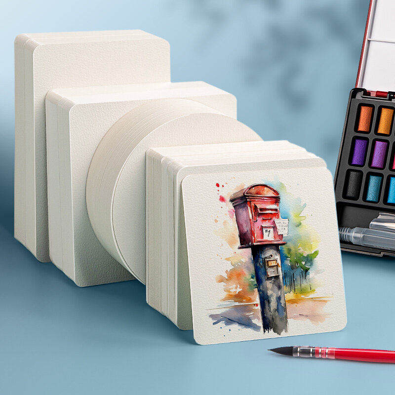 Kertas cat air persegi/20/40/60/100 lembar, kertas POS warna air profesional untuk perlengkapan sekolah melukis