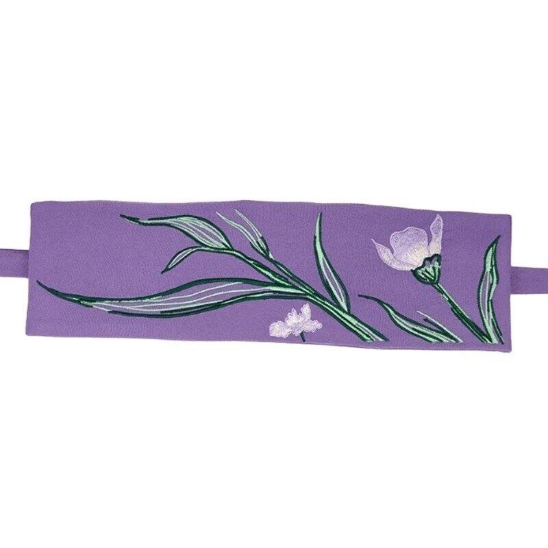 Chinese Mamianqun Hanfu-kledingtailleband met borduurwerk, brede stropdasriem met orchideebloempatroon voor Mamianqun