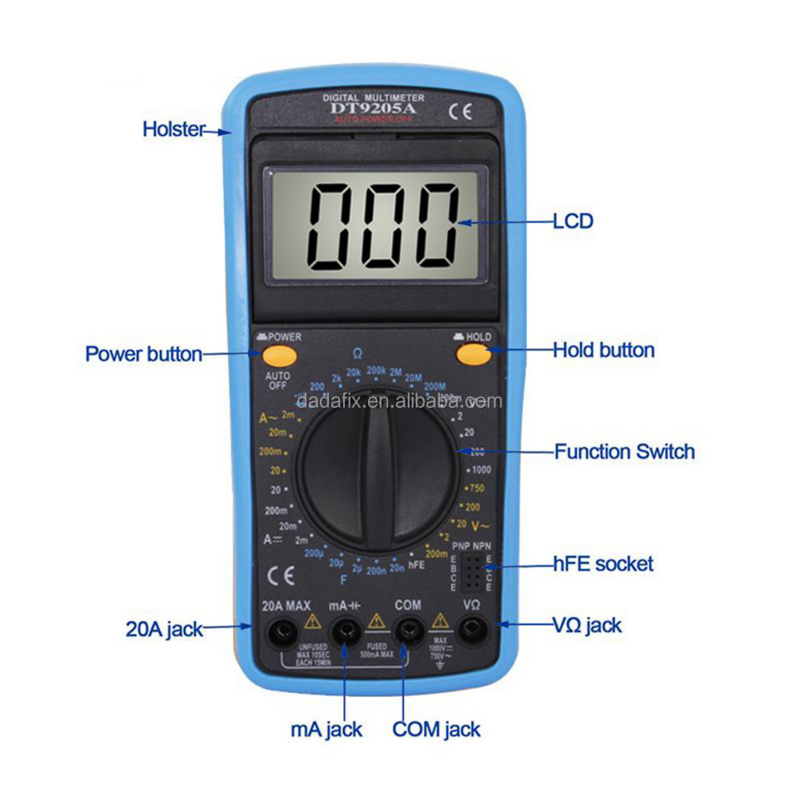 DT9205A Multimeter Digital elektrik, suku cadang alat pengukur kapasitas F15B + untuk HVAC