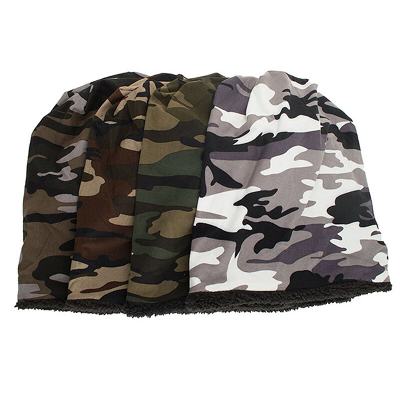 Men Women Camouflage Cotton Cap Plus Velvet Hat Warm For Autumn And Winter For Autumn Winter Bike Accessories