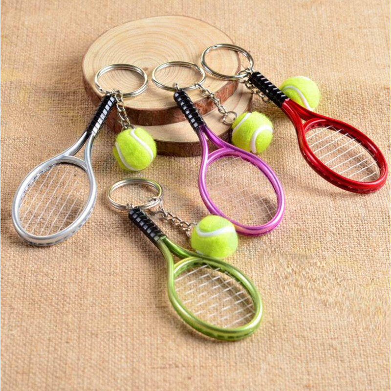 Porte-clés pendentif sac de tennis en plastique, mini raquette, petits ornements, chaîne de sport continent, souvenirs de fans, porte-clés, cadeaux, 2 pièces