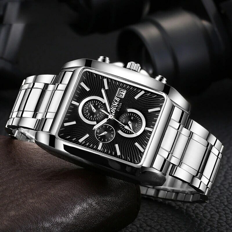 Marca de Luxo Masculina Quartz Watch, Relógios de Vestido, Automático, Calendário, Negócio, Moda, Venda Quente