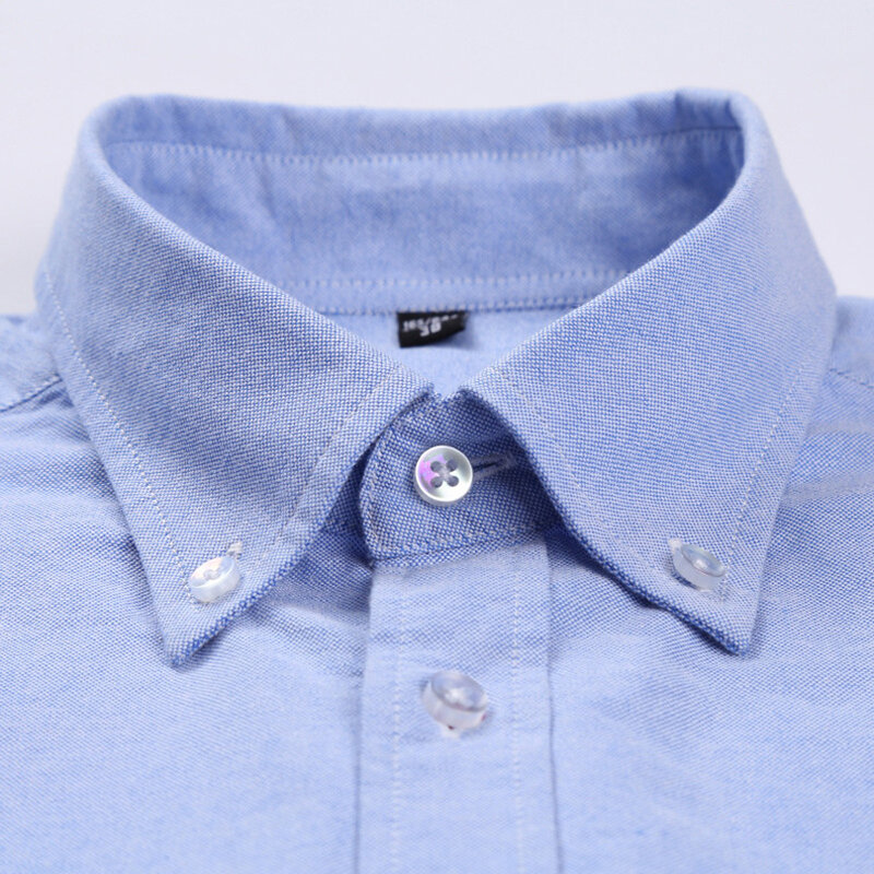 Camisa masculina Oxford, 100% algodão, sem ferro, lavável, casual, vestuário de trabalho para jovens, blusa sólida, moda, primavera, 2024