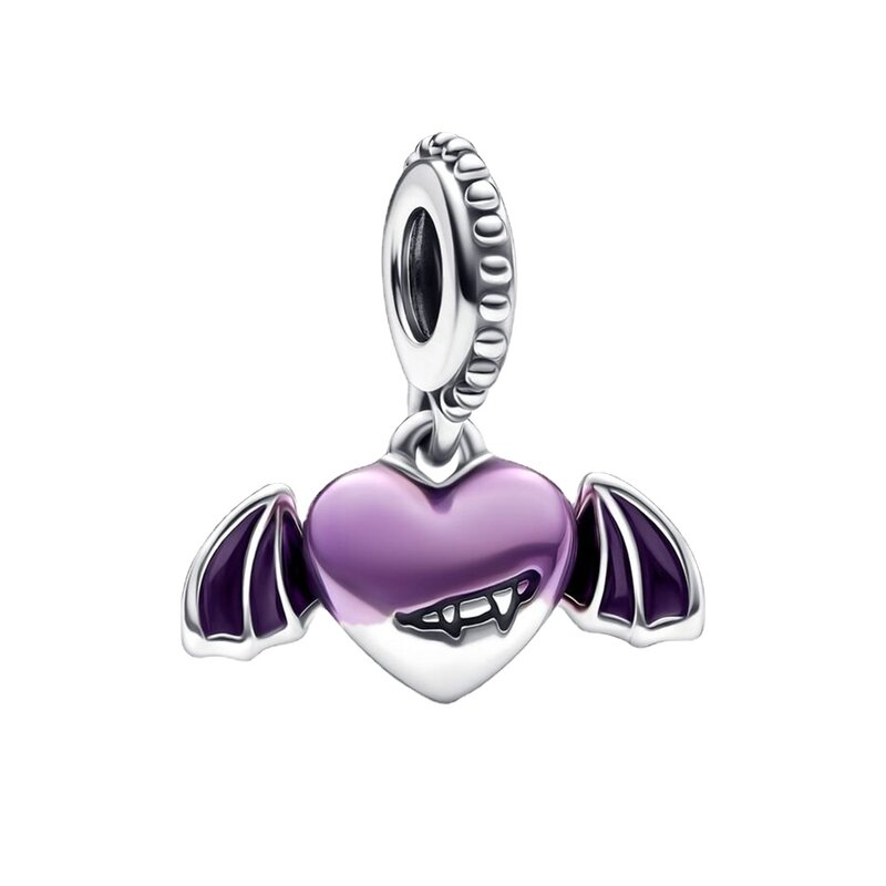 New 925 Sterling Silver Purple Bead Flower Dangle Charm Fit Original Pandora Brand Bracelet And Necklace 925 Jewelry Gift making