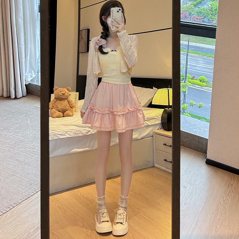Mini saia plissada de cintura alta feminina, saia casual para bolo, estilo coreano, Harajuku, fofa, sexy, branca, preta