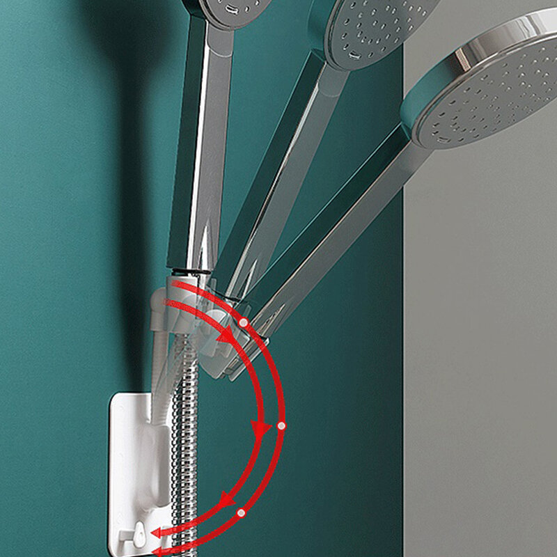 1pc  Shower Head Holder Adjustable Self-Adhesive Showerhead Bracket Wall Mount With 2 Hooks Stand SPA Bathroom Universal ABS