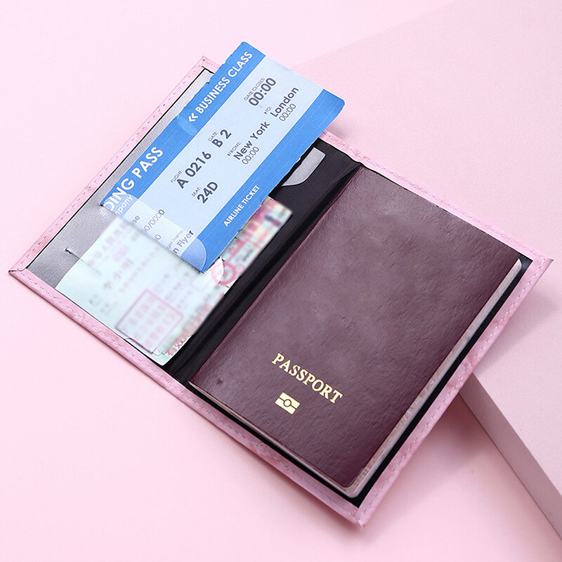 غطاء جواز سفر جلدي لطيف للنساء ، حامل بطاقات تذاكر الطيران ، حافظة محفظة سفر ، جديد