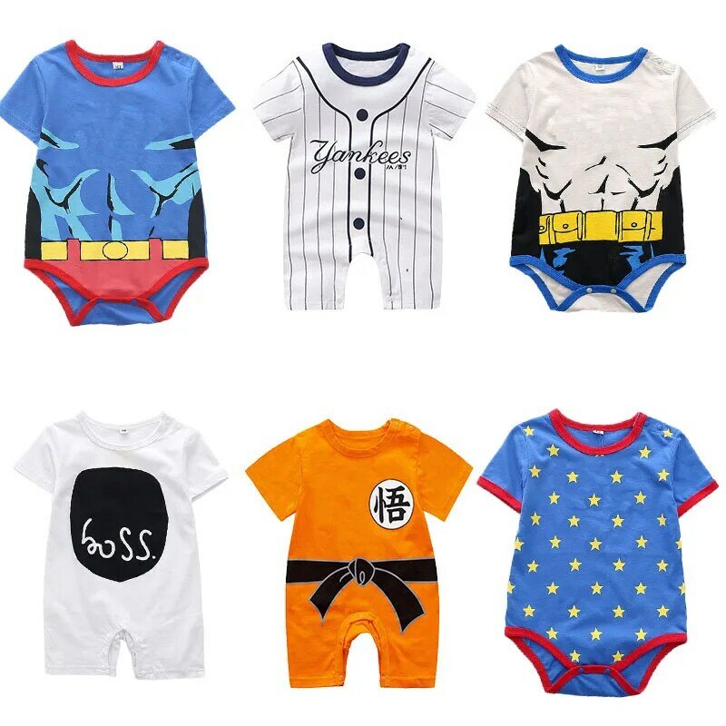 Barboteuse d'été pour bébés filles et garçons de 0 à 12 mois, vêtements en coton, combinaisons mignonnes de dessin animé