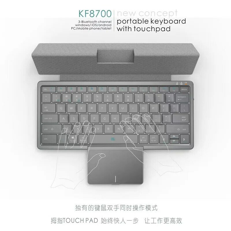 Teclado inalámbrico Portátil con Bluetooth, teclado Universal para tableta, teléfono, ordenador, con soporte de cuero PU, panel táctil oculto, 78 teclas, nuevo
