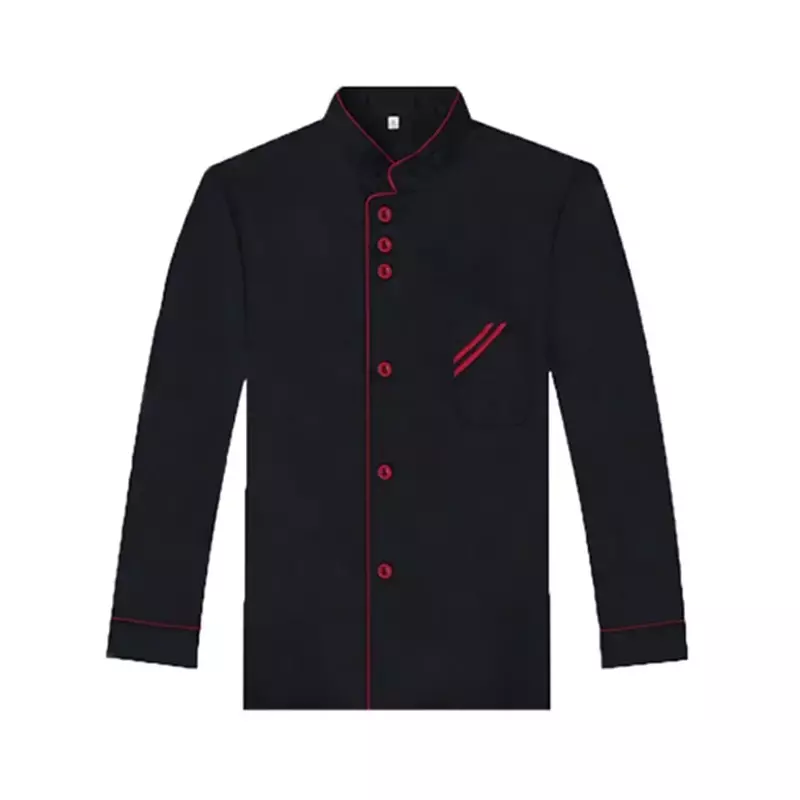 Koszule męskie Unisex ubrania gotują odzież koszula szefa kurtki damskie płaszcze strój w stylu Casual, czarny Catering mundur rękaw męskie dla
