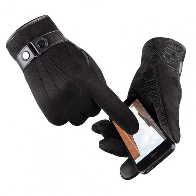 Keep Warm Solid Color Cold Resistant Men Riding Gloves Hand Warmer for Shopping