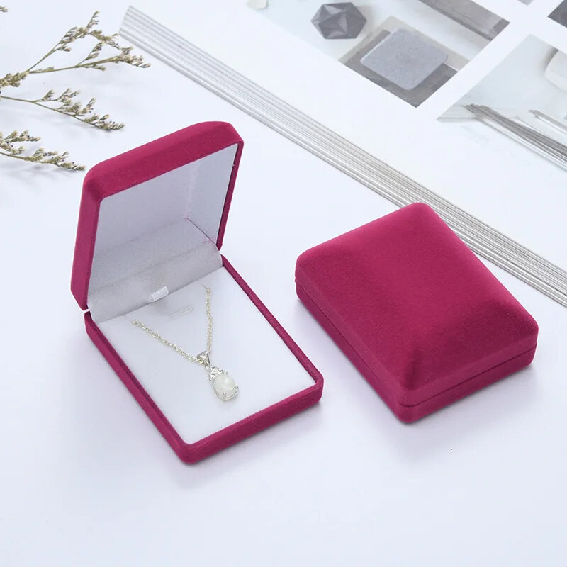 1PC Necklace Pendant Box Quality Velvet Wedding Jewelry Gift Case Trinket Display Holder Earring Storage Packaging Box Wholesale