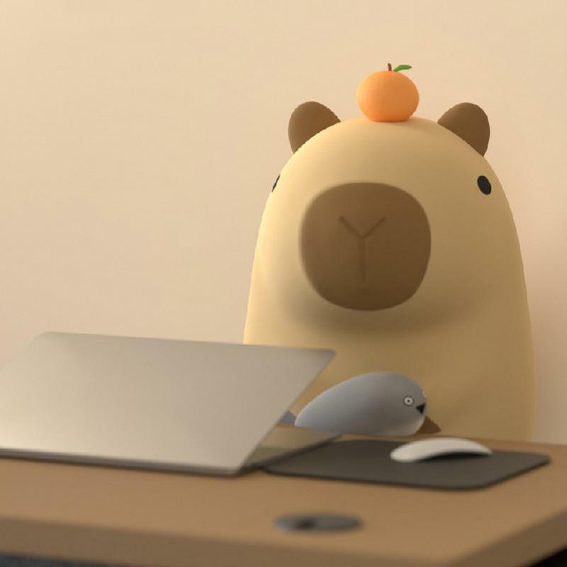 Capybara-Veilleuse en forme de capybara, aste par USB, commande tactile, lampe en silicone pour chambre à coucher et salon