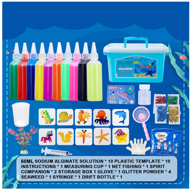 Ocean Mold Water Elf Toys Set para crianças, DIY Material Puzzle, brinquedos artesanais do bebê, presentes de aniversário infantil