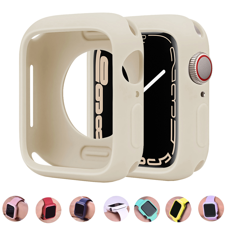 Funda de silicona blanda para Apple Watch, carcasa protectora para iWatch Series 8 7 6 SE 5 4 3, 45mm 41mm 40mm 44mm 42mm 38mm