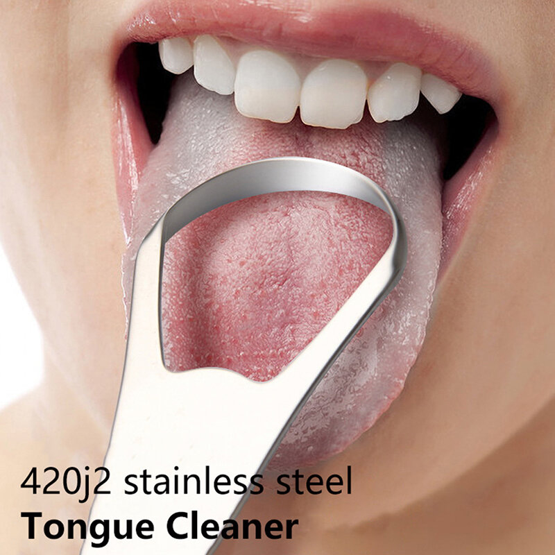Limpiador de lengua portátil, raspador de lengua, cepillo bucal de acero inoxidable reutilizable con estuche de viaje, Mango antideslizante