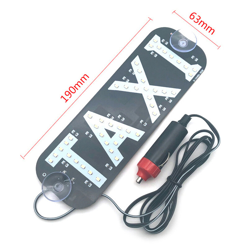 Taxi Sign LED Indicator Light Panel Sign Warning Light Cigarette Lighter With Suction Beacon Signal Light Taxi Light DC12V