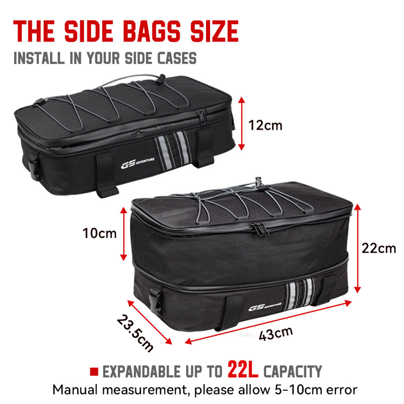 BMWスーツケース用の追加のラゲッジバッグ,冒険用のトラベルバッグ1200-2013 r1250gs r1200gs