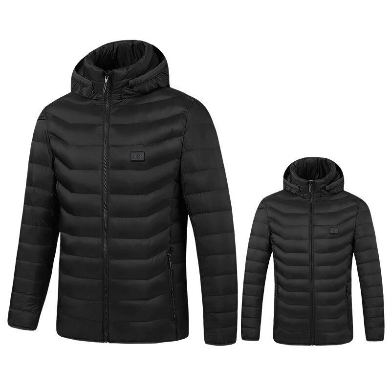 Зимние теплые куртки с USB-подогревом для мужчин и женщин, термостат, однотонная одежда с капюшоном и подогревом, водонепроницаемые теплые куртки