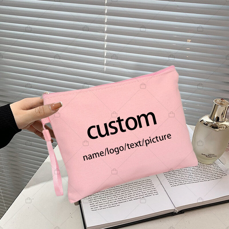 Personalized Customized Name/LOGO/Text/Picture Canvas Bags Toilet Kit Teacher/Birthday Gift Cosmetic Coach Bag Mini Makeup Pouch